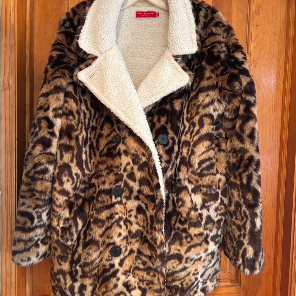n:PHILANTHROPY Brown and Cream Teddy Jacket